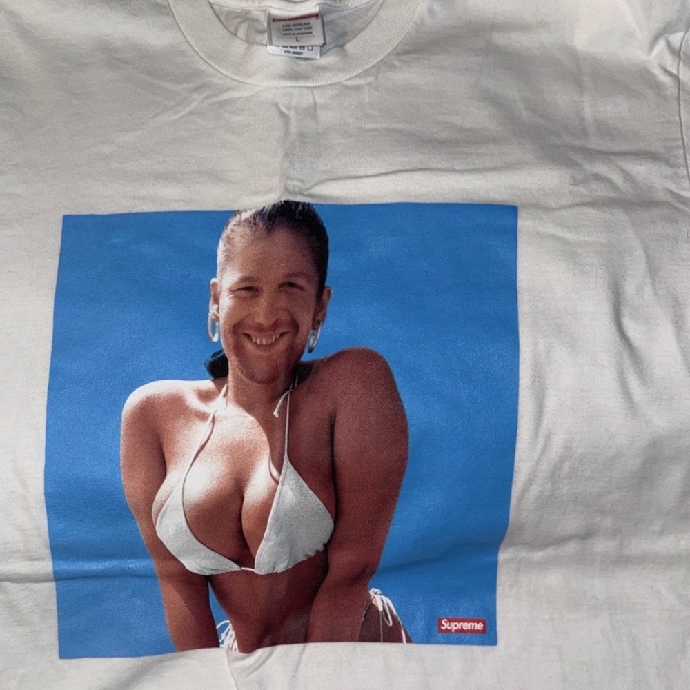 Supreme White Cotton Tee life’s a beach men’s sz large new without